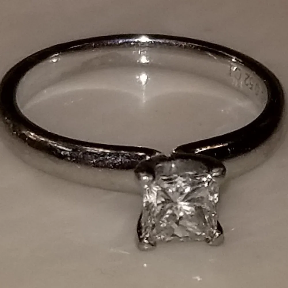 RARE GIA MAYORS BIRKS .52 PRINCESS NATURAL DIAMOND WEDDING ENGAGEMENT RING BAND